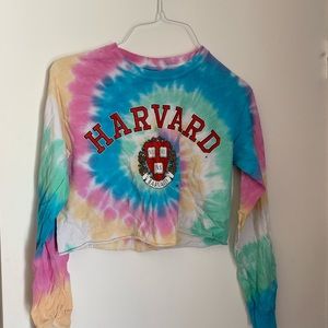Tie dye long sleeve Harvard crop top! (Forever 21)